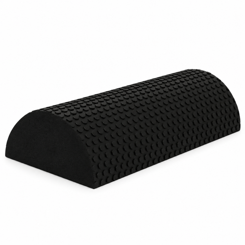 Black FANLU 30 cm half-round EPP foam roller on a white background