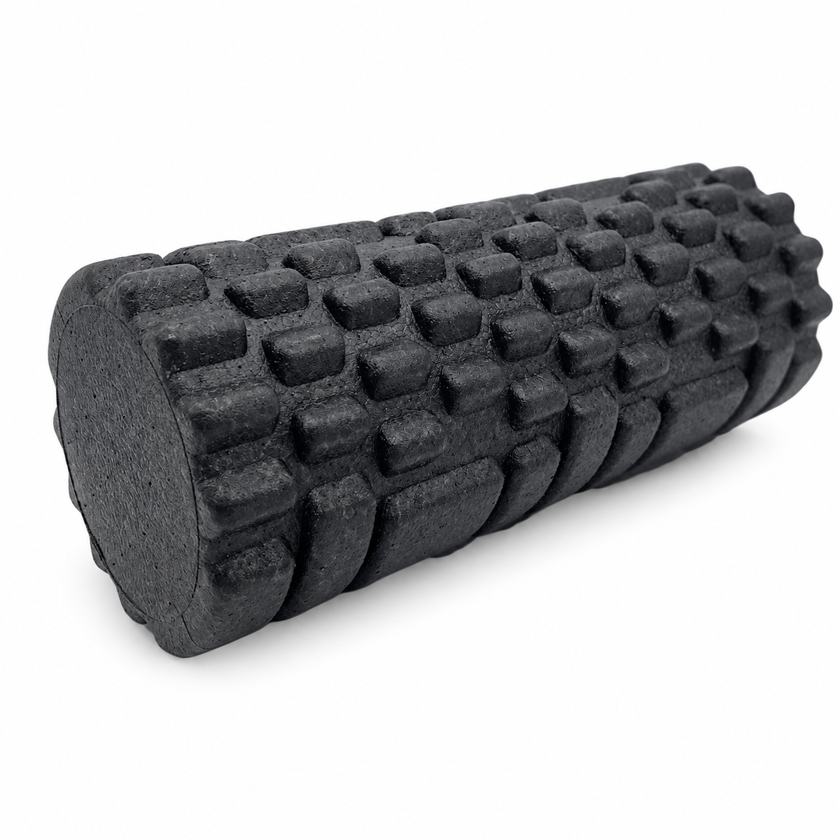 Black FANLU 33 cm full-round textured EPP foam roller on a white background