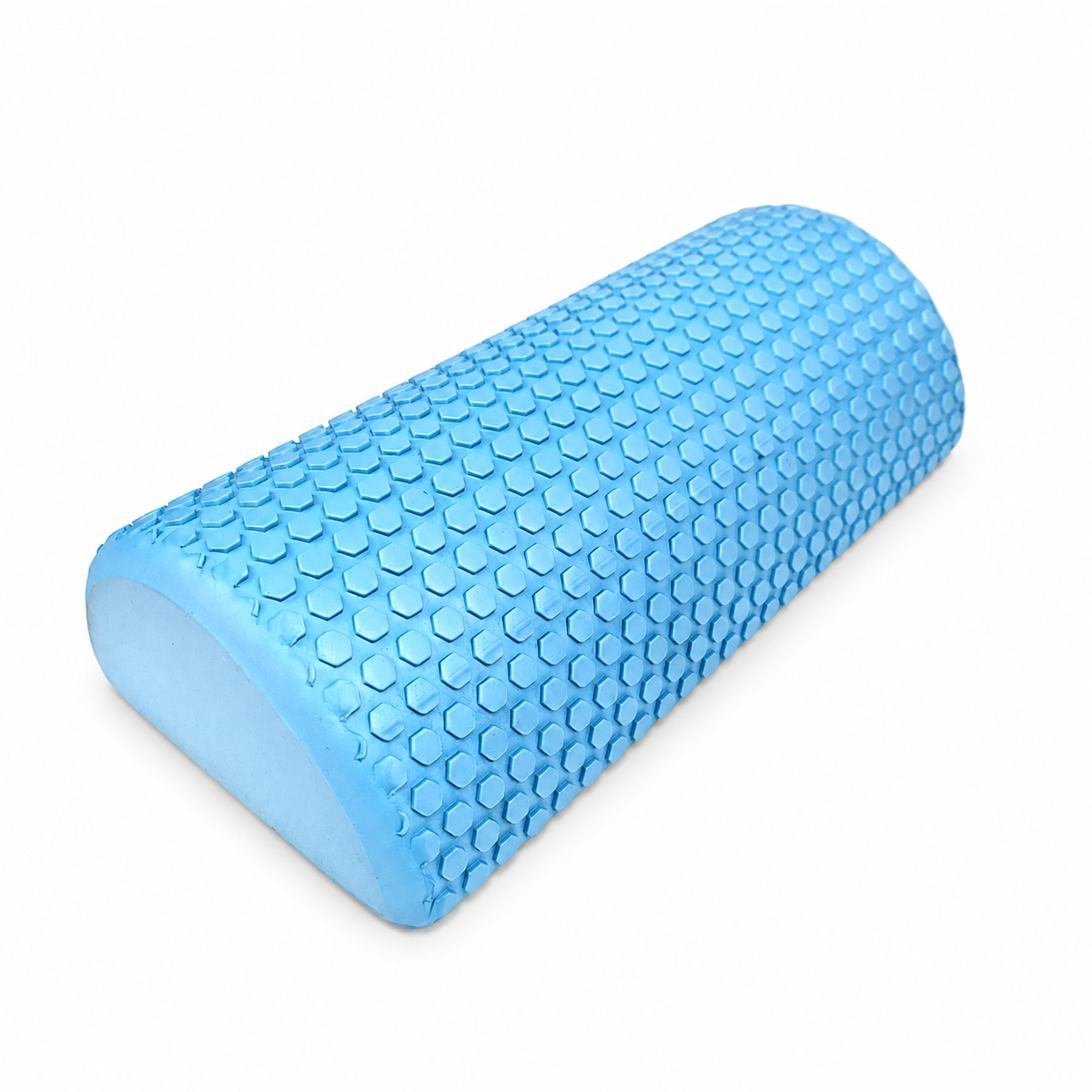 Blue FANLU 30 cm half-round EPP foam roller on a white background