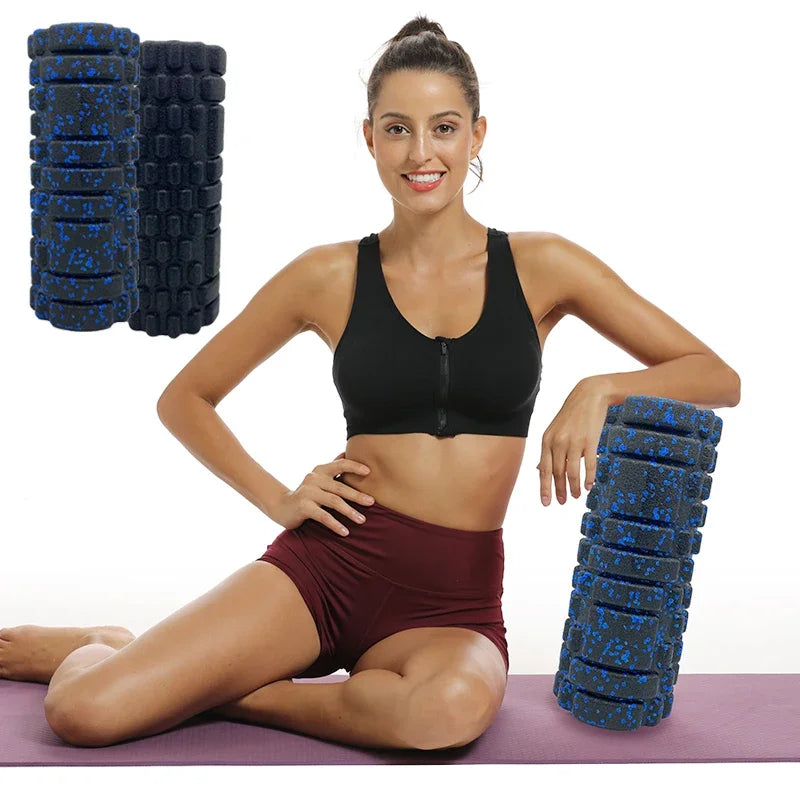 Woman holding FANLU full-round foam rollers