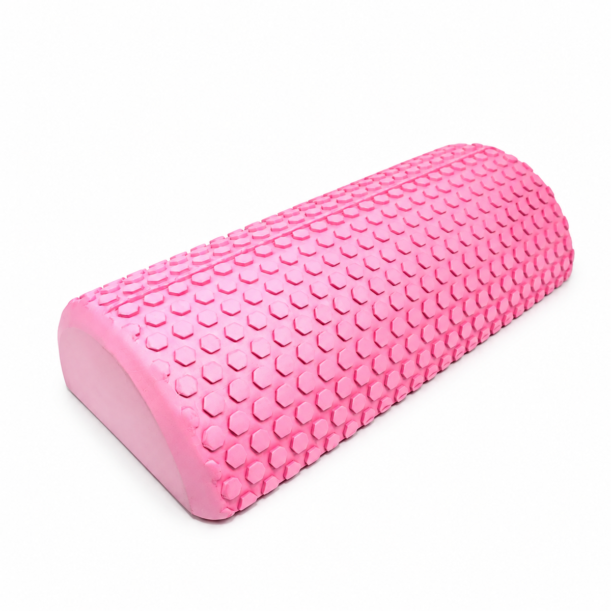 Pink FANLU 30 cm half-round EPP foam roller on a white background